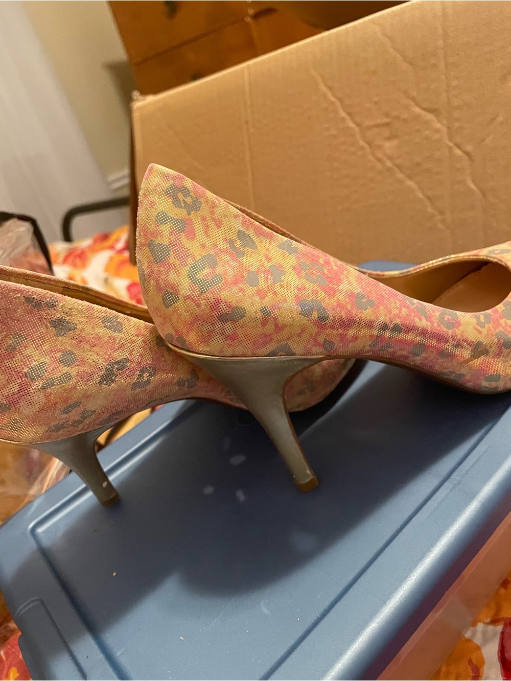 Jessica Simpson Pink Multicolor Leopard Kitten Heel Pumps